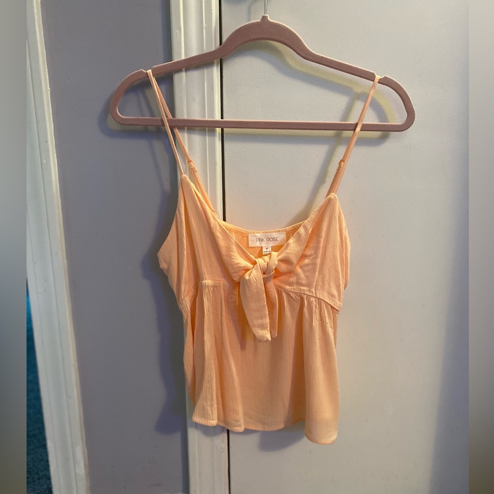 Pink Rose Apricot Tie-Front Top